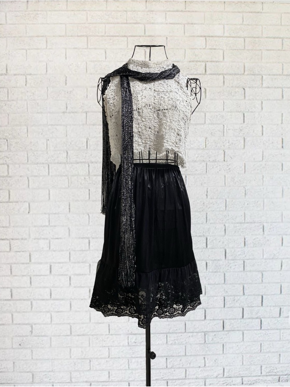 Skirt Mini Black Floral Lace Slip Sexy Boho Minimalist Melody Women Medium Chic